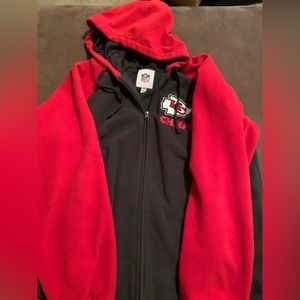 Kansas City Chiefs, full zip fleece hooded jacket, L, great condition.